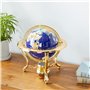 Unique Art 25,4 cm par 15,2 cm Bleu Lapis Océan Table Top Gemstone Mondiale Globe avec de l'or trépied