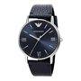 Emporio Armani Montre pour homme, mouvement à trois aiguilles, boîtier en acier inoxydable argenté de 41 mm avec bracelet en cui