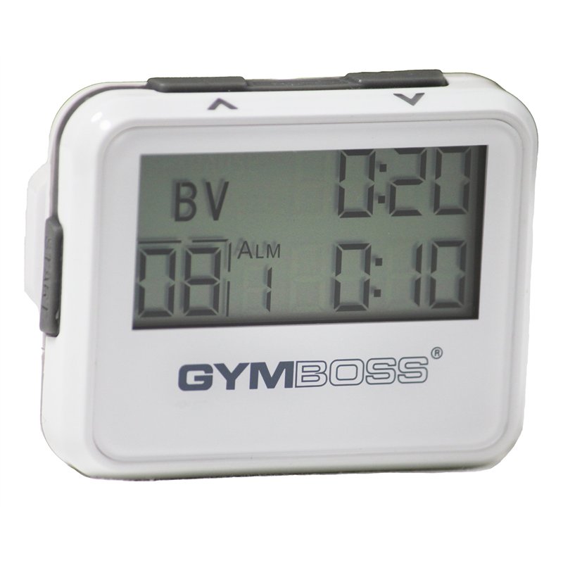 Gymboss Minuteur d’intervalle et chronomètre – Blanc MÉTALLISÉ/Gris