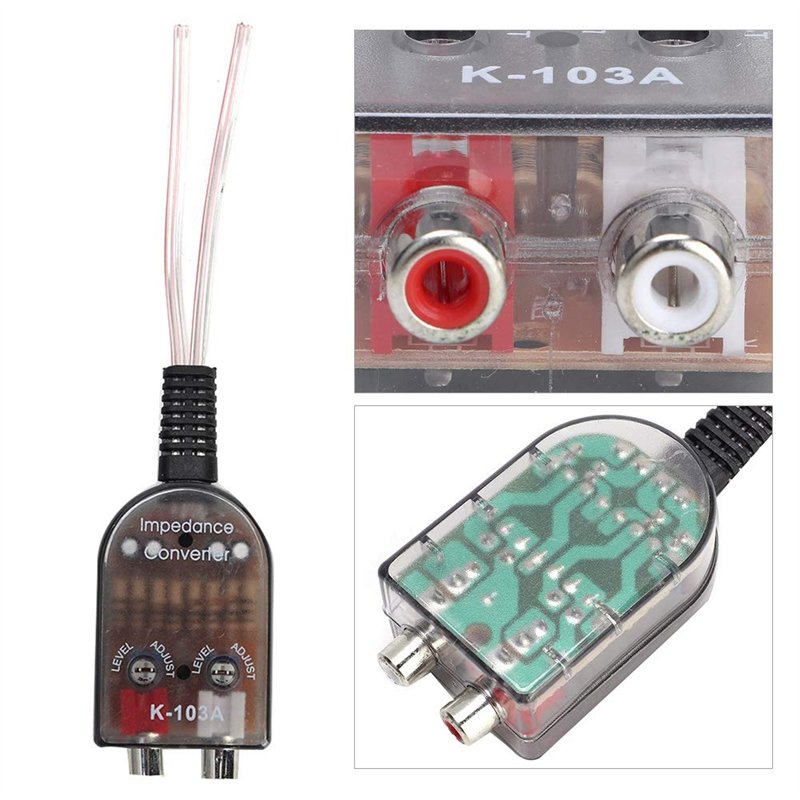 Image secondaire de Aramox Convertisseur Audio de Voiture, Haut-Parleur réglable stéréo de Voiture Haut à Bas convertisseur ABS Audio de Ligne d'imp