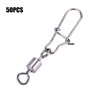 Alomejor Pivot De Pêche 50 PCS 2# 4# 5# 6# 8# en Acier Inoxydable Emerillons Connecteur/Agrafes de Pêche Roulants avec Quick Loc