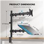 HUANUO Bras de Moniteur avec Plateau pour Ordinateur Portable, entièrement réglable pour écran LCD LED de 13 à 27 Pouces et Ordi