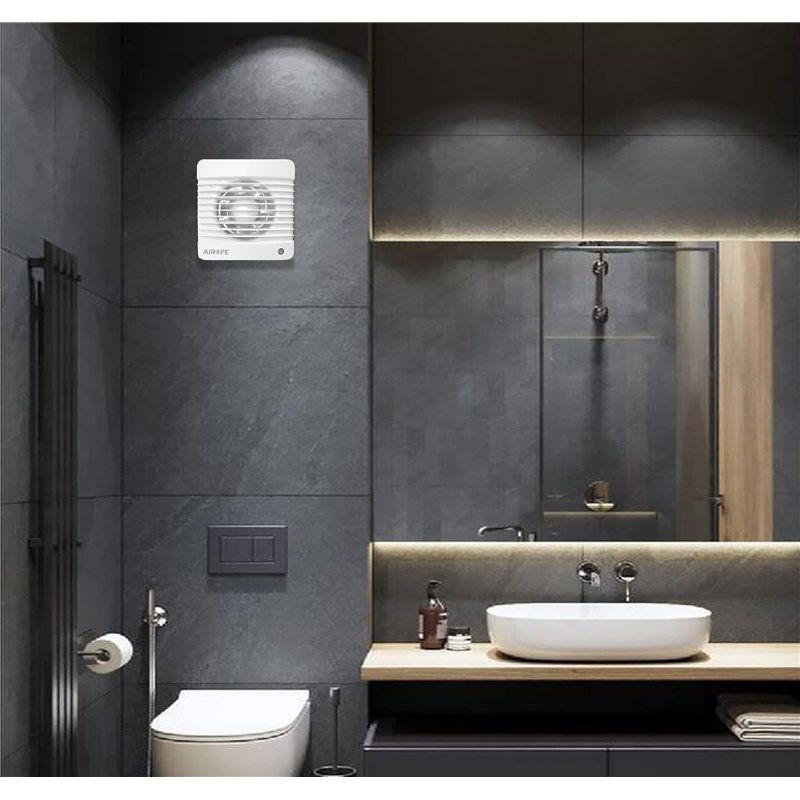 Image secondaire de AIROPE-125 mm Ventilateur, Extracteur d'air avec Clapet anti-retour + Moustiquaire intégré,9.1 W,dB(A) 31,VMC pour salle de bain