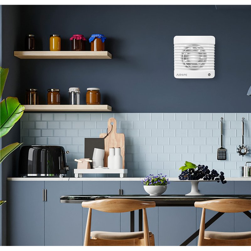 Image secondaire de AIROPE-100 mm Timer,Ventilateur,Extracteur d'Air avec Clapet Anti-Retour + Moustiquaire Intégré,7 W,dB(A) 26,VMC pour Salle de B