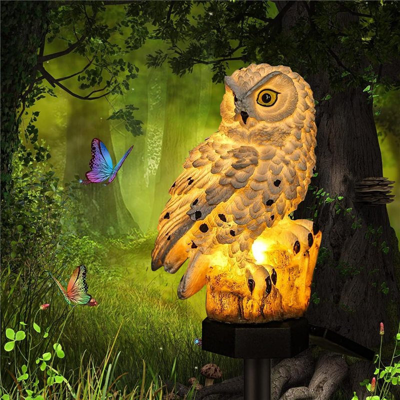 Wovatech Hibou solaire lumières jardin extérieur - lampe de pelouse hibou LED étanche - lumière créative de paysage de nuit pour