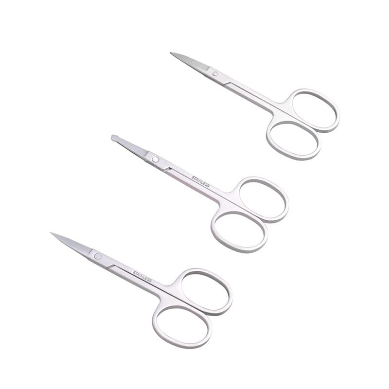 Lot de 3 petits ciseaux à sourcils et poils de nez, barbe, moustache, cils et ongles, ciseaux de toilettage pour homme et femme