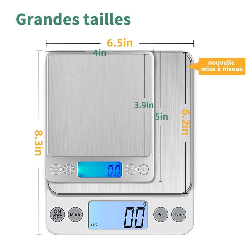 Image secondaire de KUBEI Taille extra large Balance de alimentaire 5kg/0.1g Rechargeable par USB Numérique Balance de Cuisine，PréCision Balance Éle