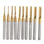 10pcs Fraise en Bout en Carbure Cémenté À Gravure Bits Sculpture Perceuse Outils Endated Mill 1-3mm