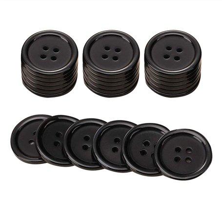 Lot de 20 boutons ronds en résine noire 20 mm 4 trous (noir-20 mm-20 pièces)