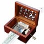 Cuzit Boîte à musique à manivelle en bois gravée avec mouvement 15 notes à monter soi-même avec un poinçon 14 feuilles de papier