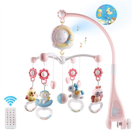 Berceau de musique pour bébé Lit bébé mobile avec fonction de temporisation Projecteur et lumières