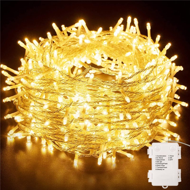 Hoteril Guirlande Lumineuse, Lumières de Noël 130LED 13M Intérieur et Extérieur 8 Modes Etanche Guirlande Led à Pile pour Noël M