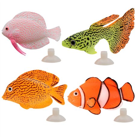 Wenxiaw Faux Poissons Tropicaux Faux Poisson en Silicone pour Aquarium Décor D'aquarium Faux Poisson Rouge pour Fish Tank Décora
