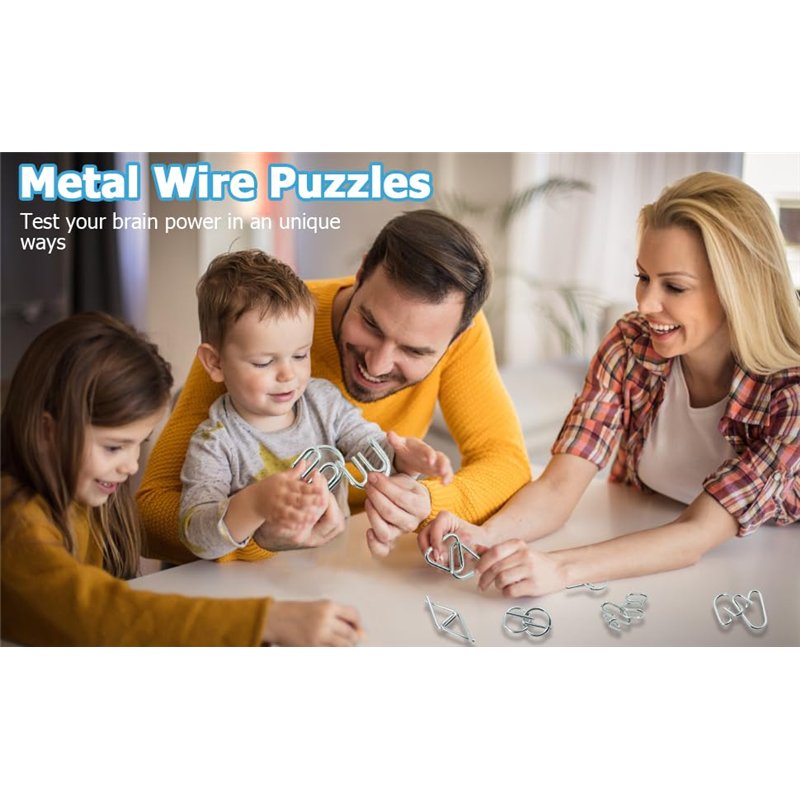 Image secondaire de Surplex Casse-tête en Métal Brain Teaser Puzzle Set de 16, Casse-tête IQ Test Disentanglement Puzzles Jeu Magic Toy Trick pour L
