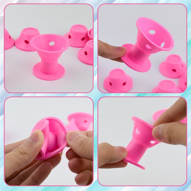 Image secondaire de Locisne 50 pcs Silicone Pas de chaleur Hair Curlers + 1 French Hair Braiding Tool, Pas de chaleur Hair Curlers Magic Soft Roller