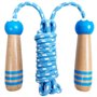 Corde à sauter réglable avec poignée en bois et coton tissé pour filles et garçons