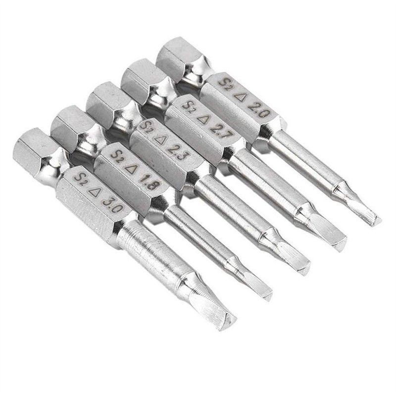 Bestgle 5PCS Embouts de Tournevis Magnétique à Tête Triangulaire Set S2 Acier 1,8mm, 2mm, 2,3mm, 2,7mm, 3mm, Tige 6.35mm Hexagon