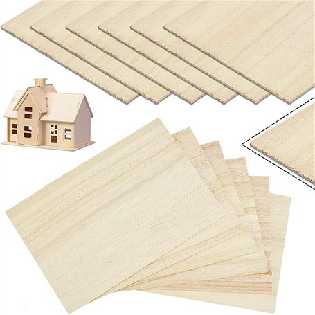 Lot de 12 feuilles de bois de balsa