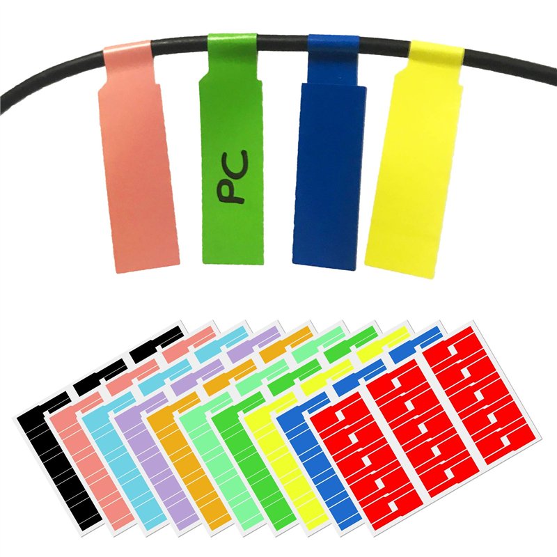10 couleurs, Paquet de 300, Étiquette de Cables Auto-adhésif Autocollant, Étanche Résistant à la Déchirure, A4