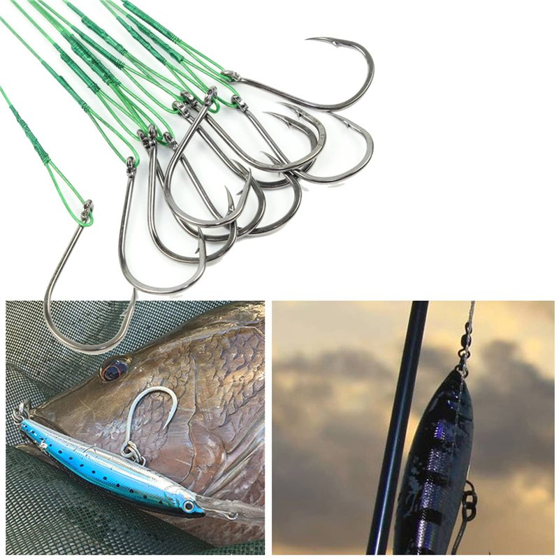 Image secondaire de Hameçons de Pêche Aux Yeux de Pêche Hameçons de Pêche en Mer Durables avec Barbes Crochets de Mer en Acier au Carbone Adaptés à 