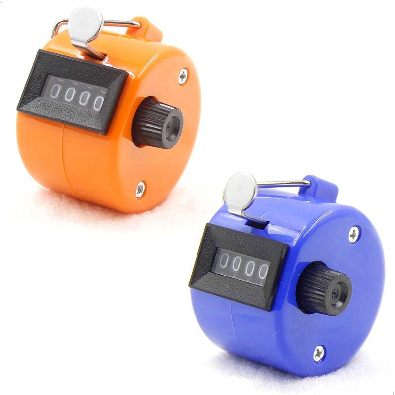 Compteur Manuel 4 Chiffres Lot de 2 Compteur Mécanique sans Batterie Orange et Bleu