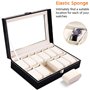 TWBEST Boîte à montres,Coffret à Montres,Rangement pour montres avec 12 Compartiments Montres Boîte,Boîte à Montre Couvercle ave