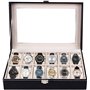 TWBEST Boîte à montres,Coffret à Montres,Rangement pour montres avec 12 Compartiments Montres Boîte,Boîte à Montre Couvercle ave