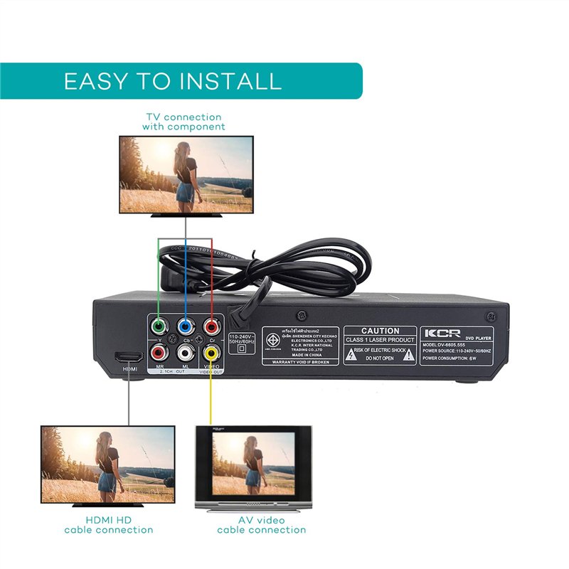 Image secondaire de KCR Lecteur pour TV, DVD/CD/MP3/ avec Port USB, Sortie HDMI et AV (câble HDMI et AV Inclus), télécommande