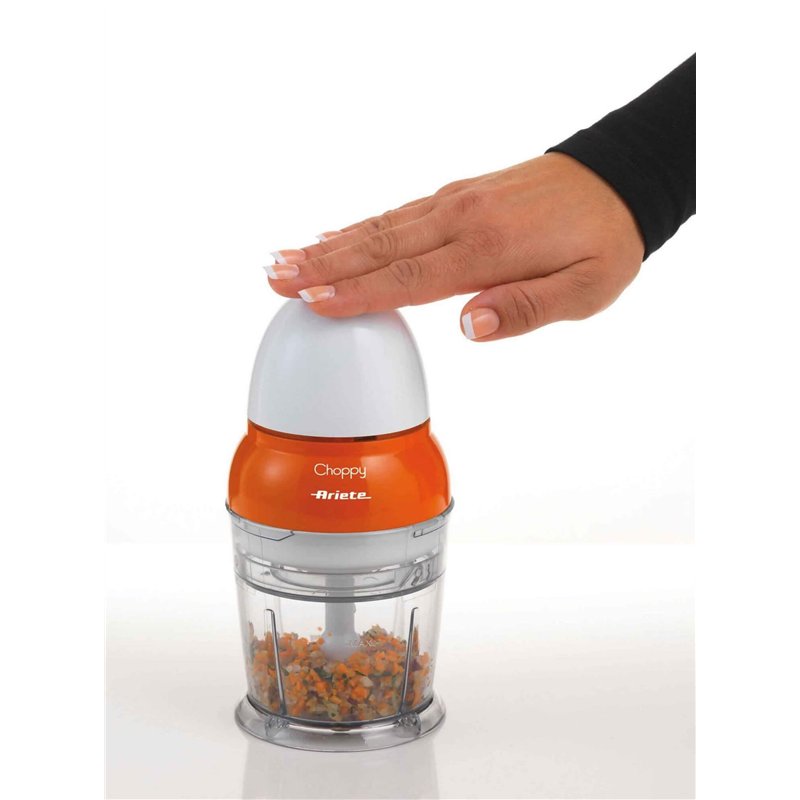 Image secondaire de Ariete 1836 Choppy, hachoir, 160 W, capacité 250 ml, lames en acier inoxydable, fonction pulsée, orange, 10,5 x 10,5 x 20 cm
