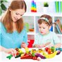 jacootoys 27 pièces Jouet à Couper Magnétiques Fruits en Bois et Légumes à Couper Cuisine Éducatif Tôt Développement Intellectue
