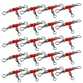 LIOOBO 20pcs émerillons de pêche Baril en Laiton Triple émerillon s'enclenche Ligne de pêche croisée Connecteurs