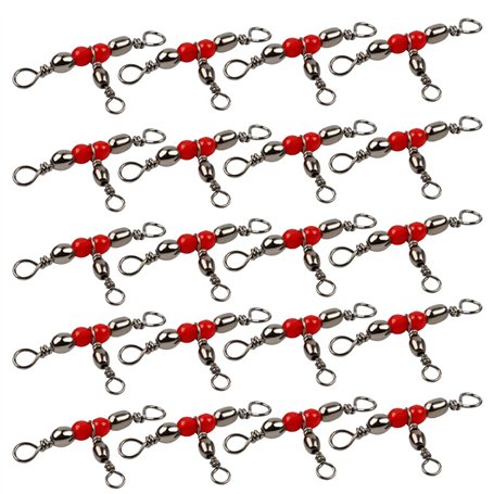 LIOOBO 20pcs émerillons de pêche Baril en Laiton Triple émerillon s'enclenche Ligne de pêche croisée Connecteurs