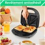 OZAVO 3 en 1 Appareil à Croque-monsieur Sandwich Grill Panini Toaster, Croque Gaufre avec Revêtement antiadhésif 750W, Noir