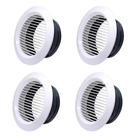 Lot de 4 grilles d'aération rondes en plastique - 75 mm - Pour ventilation de la maison et des locaux commerciaux