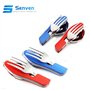 Senven 2Pcs 4 en 1 vaisselle de camping matériel de camping mis en acier inoxydable fourchette cuillère ensemble ouvre-bouteille