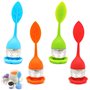Lot de 4 infuseurs à thé en acier inoxydable et silicone - Passoire à thé avec couvercle et soucoupe - Boule à thé - Filtre à th