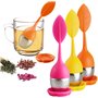 Lot de 4 infuseurs à thé en acier inoxydable et silicone - Passoire à thé avec couvercle et soucoupe - Boule à thé - Filtre à th