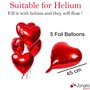 5 Ballons Coeur Rouges - Déc