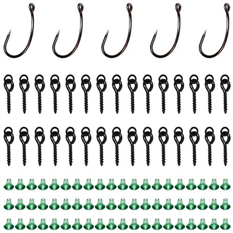 Vis d'appât 60Pcs Vis à Appâts 30Pcs Vis avec Boucle Ronde 5Pcs Hameçon pour la Fixation du Matériel de Pêche