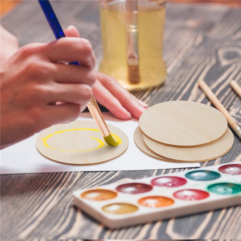 Image secondaire de WZYTEU 40Pcs Disque en Bois,10 cm Rondin de Bois Non Finis avec 2.5 mm d’Épaisseur pour l'artisanat de Bricolage Pyrogravure Pei