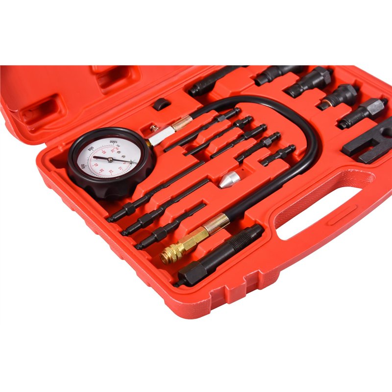 Image secondaire de DHA Kit de Testeur de Pression Jauge de Cylindre Compression de Moteur Diesel 17 Pièces pour Tracteur de Voiture 1000 psi 70 bar
