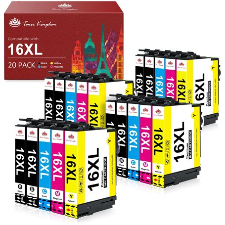 Toner Kindom 16 XL Compatible Cartouche d'encre Remplacement pour Epson 16XL pour Epson Workforce WF-2510 WF-2630 WF-2750 WF-276