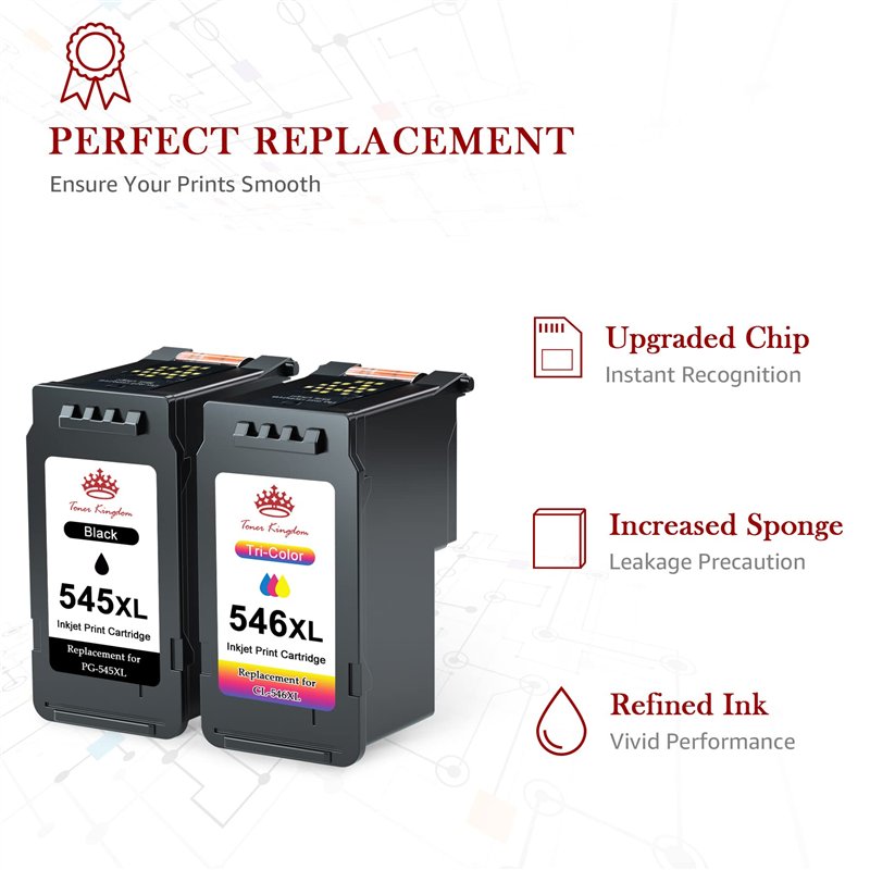 Image secondaire de Toner Kingdom Compatible PG-545XL CL-546XL Remplacement pour Cartouches d'encre Canon 545 546 XL pour Canon Pixma TS3350 MG2950