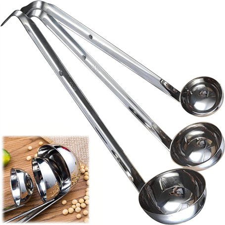 3 Pièces Louche pour Soupe avec Crochet Professionnel Louche pour Soupe Acier Inoxydable Louche à Soupe à Long Manche pour la Cu