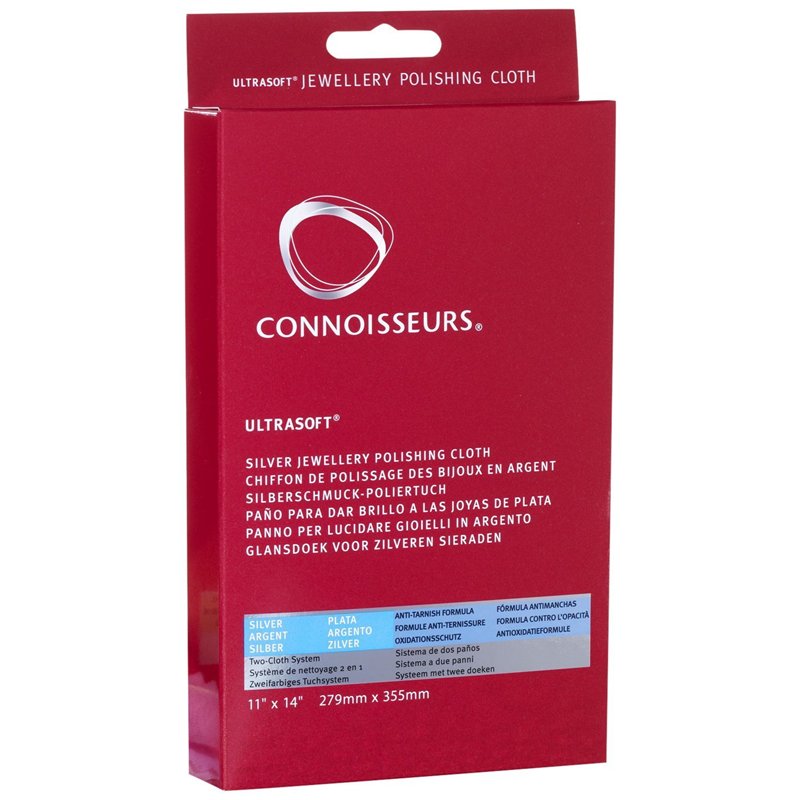 Connoisseurs Chamoisine Nettoyante pour Bijou en Argent et Pierres - Chiffon de Polissage pour Brillance Contre Poussière - 100%