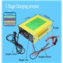 Etrogo Chargeur de Batterie 12V 6V 1A-15A Intelligent Entièrement Automatique Chargeur d'impulsions avec écran à Barre LED pour