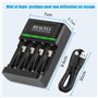 REACELL 4 Slots Chargeur de Piles Rapide pour AA AAA Piles Rechargeables Ni-MH, avec Indicateurs LED Intelligents