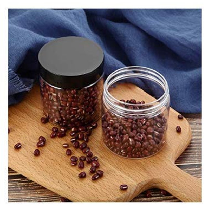 Image secondaire de VASANA Lot de 6 récipients vides en plastique transparent avec couvercles noirs pour crème, lotions, pommades et produits cosmét