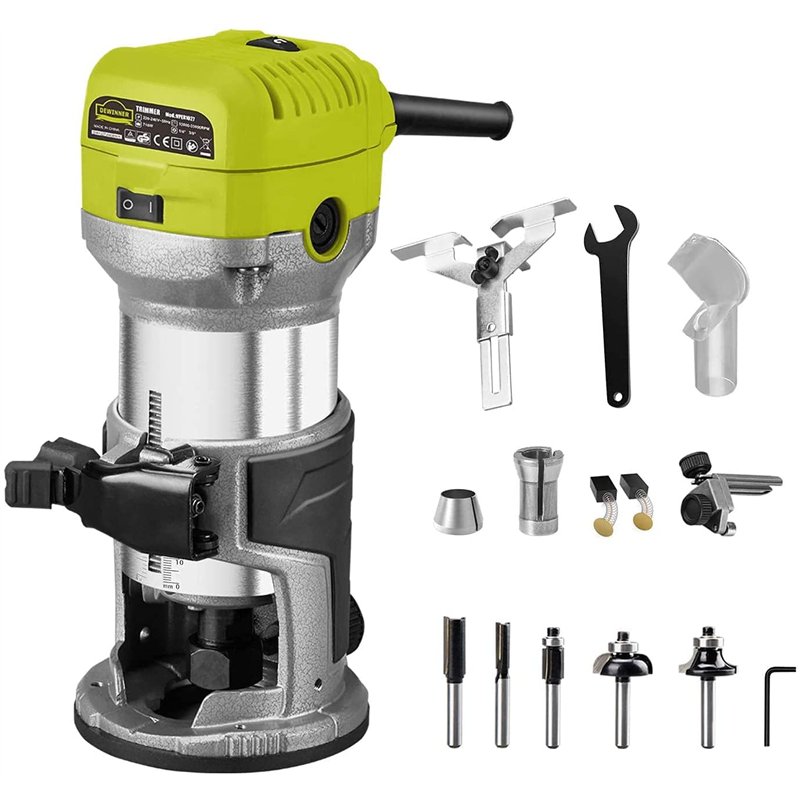 DEWINNER à Bois Défonceuse affleureuse électrique 710W 13000-33000RPM, 6 Vitesses Variables, 3 Pinces de 1/4