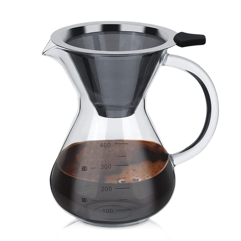 Cafetière à verser,Filtre à Café Manuelle,Tasse verseuse cafetière 400ml,cafetiere,Versez Sur La Cafetière,Carafe en Verre Boros